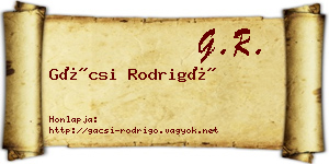 Gácsi Rodrigó névjegykártya